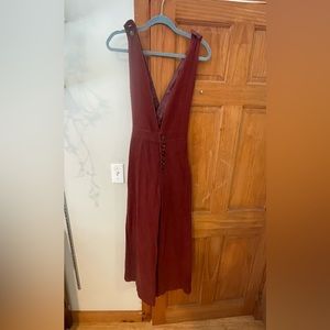 Listicle burgundy corduroy overalls-wide leg